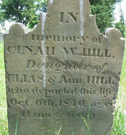 Cinah Hill tombstone